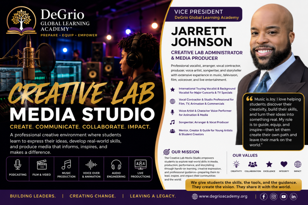 Jarrett Johnson in the Creative Lab Media Studio